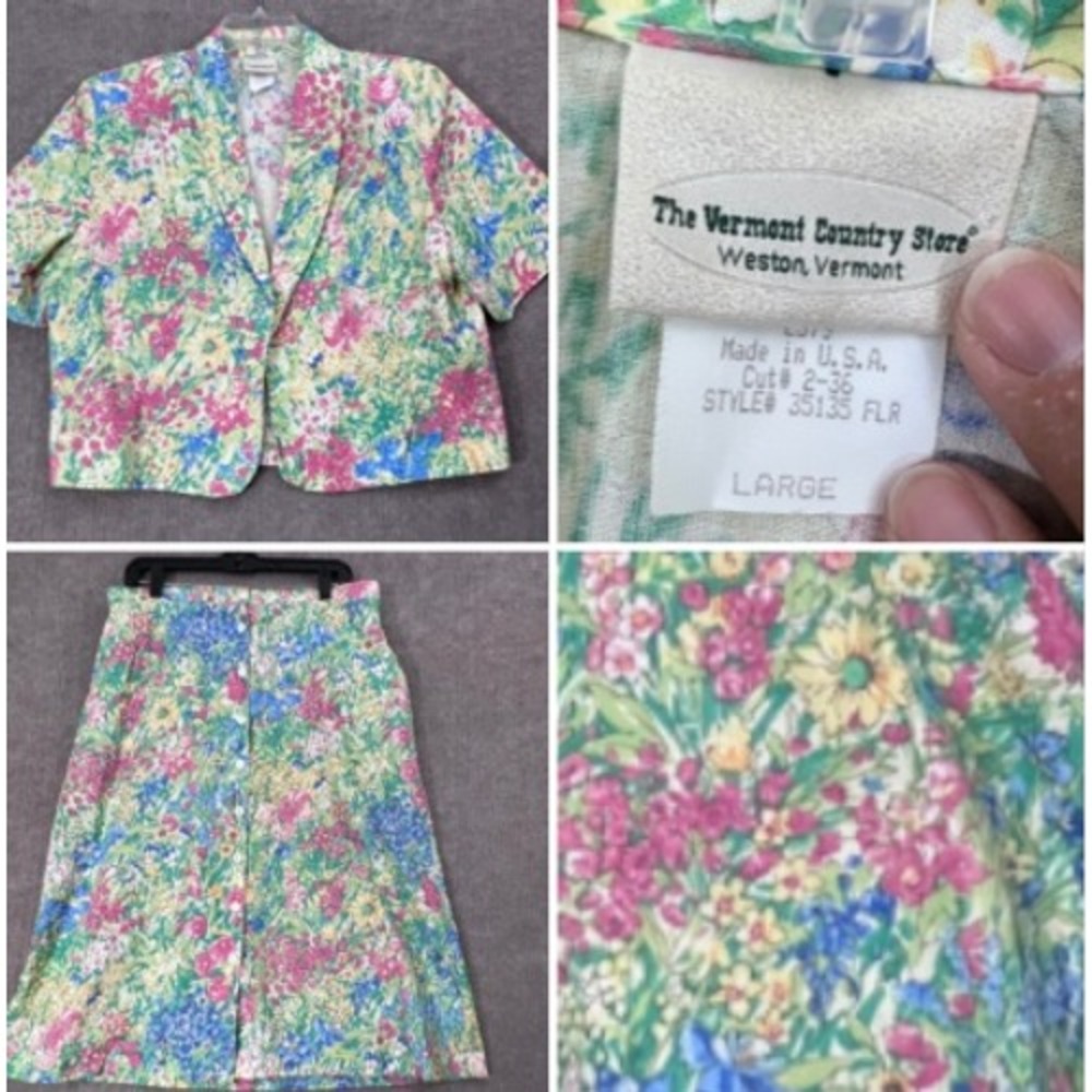 Vintage Vermont Country Store Lg Short Sleeve Jacket and Skirt Set Retro‎ Floral